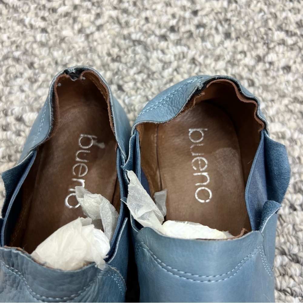 Bueno Turkey soft blue leather molded detail slip on shoes slides EU 40 US 9-9.5 - Picture 9 of 13